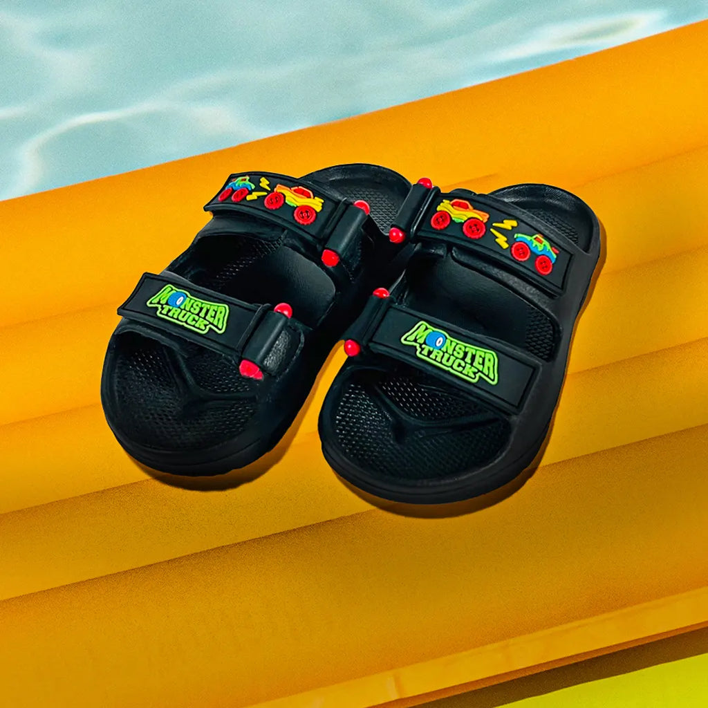 Evolve- Boys Black/Green Monster Truck Water Proof Sandal - Hopits